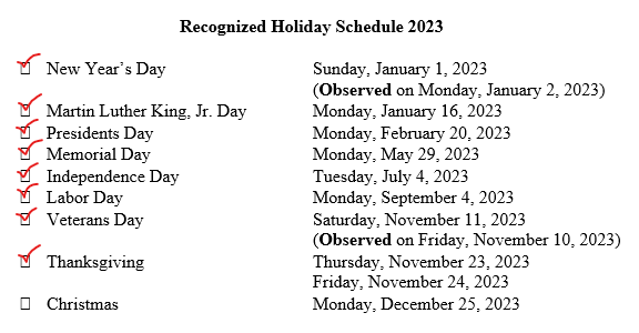 holidays